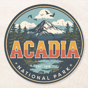 Geschenke im Vintage-Stil aus dem Acadia-Nationalp Runder Pappuntersetzer