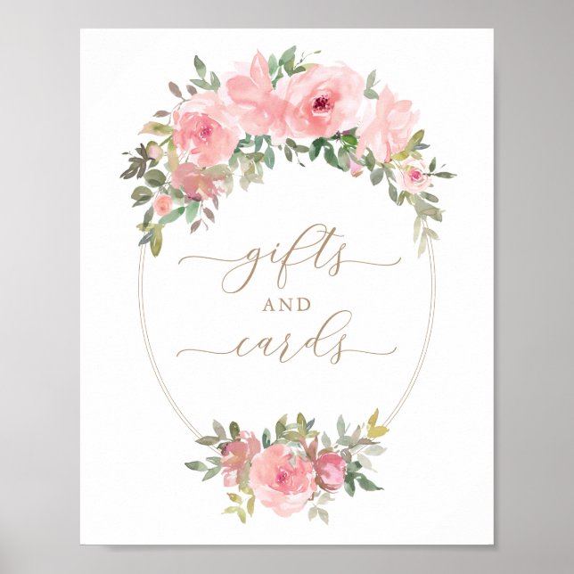 Geschenke Karten Schildern Rosa Blumengrün Babydus Poster (Vorne)