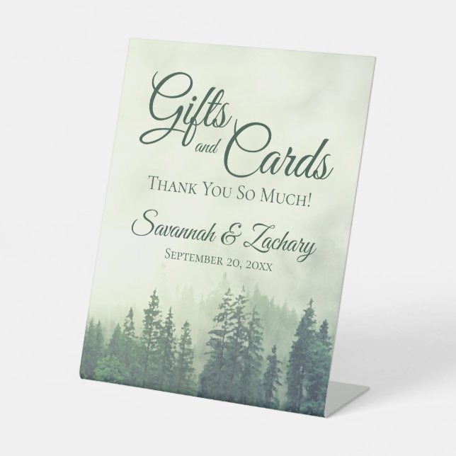 Geschenke & Karten Vielen Dank Foggy Green Pines H Sockelschild (Vorderseite)