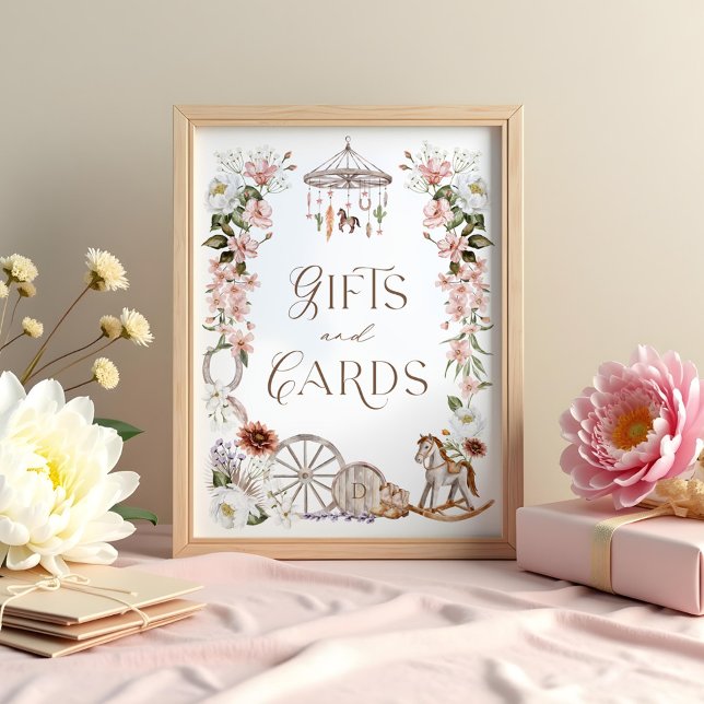 Geschenke & Karten Wilder Western Blumenknecht Poster (Gifts & Cards Wild Western Floral Baby Shower Poster)