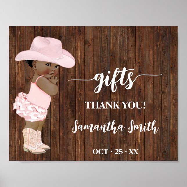 Geschenke Kleine OM Cowgirl Western Babydusche Sch Poster (Vorne)