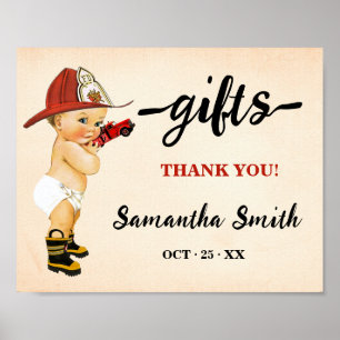 Geschenke Kleines Feuerwehrbaby Duschzeichen Poster