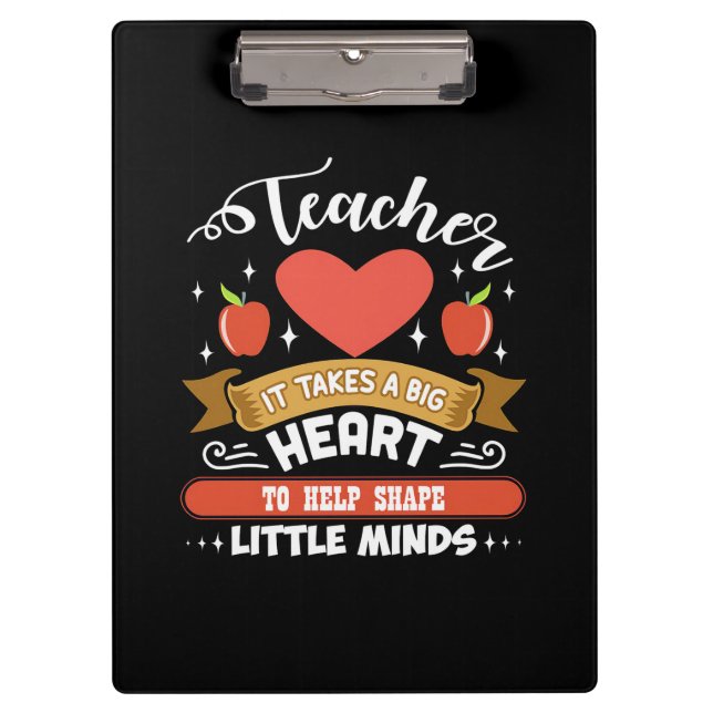 Geschenke Lehrer | Big Heart Teacher Klemmbrett (Vorderseite)