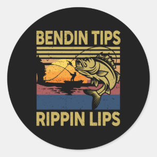 Geschenke Männer Bendin Tipps Rippin Angeln Shirt  Runder Aufkleber