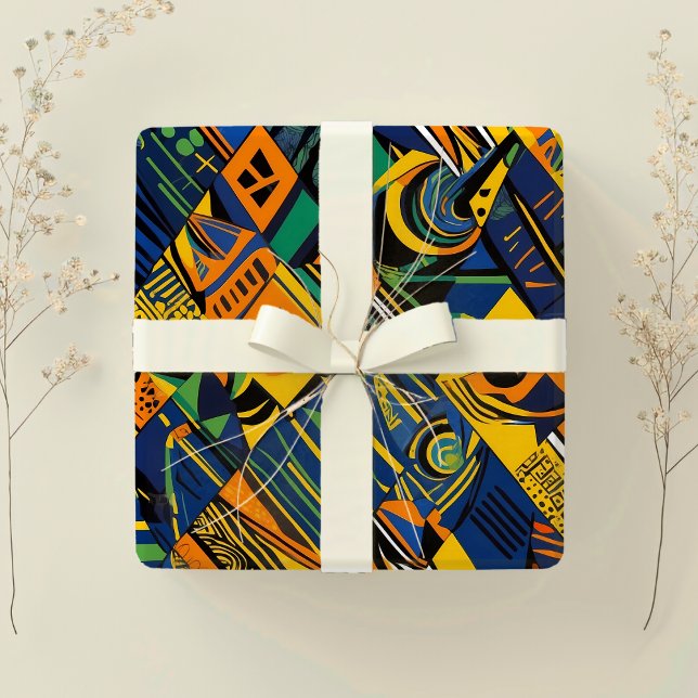 Geschenke mit Abstrakter Geometrie, Afrikanisch-Am Geschenkpapier (Ethnic Abstract Geometric African American Gifts Wrapping Paper)