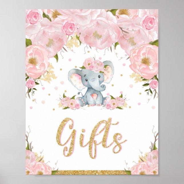 Geschenke Schild Plakat Elephant Geburtstagsdusche (Vorne)