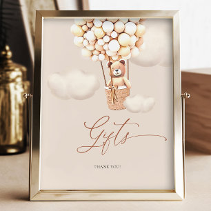 Geschenke Table Sign Brown Bären Ballon Geschlecht Poster