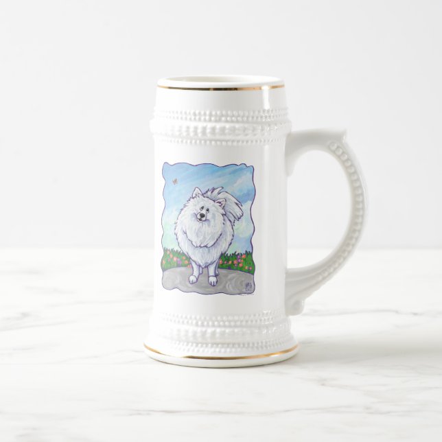 Geschenke und Accessoires aus weißem Spitz Bierglas (Rechts)