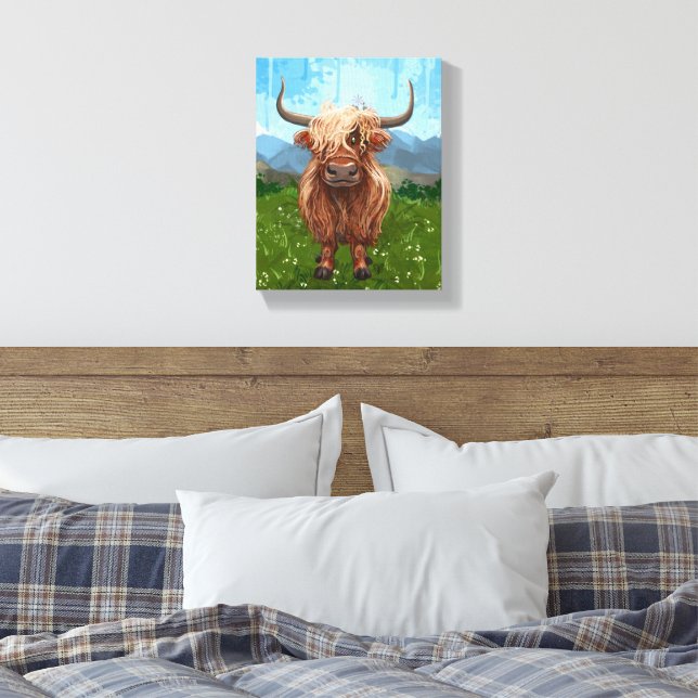 Geschenke und Accessoires für Kühe im Hochland Leinwanddruck (Insitu (Schlafzimmer))