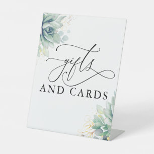 Geschenke und Card Succulents Grüne Hochzeit Sockelschild