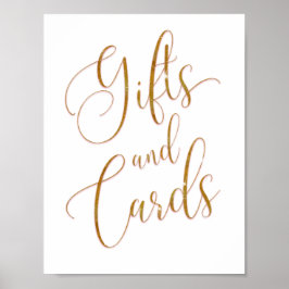 Geschenke und Karten Gold-Glitzer-Skripttext Poster