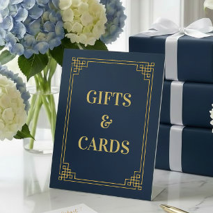 Geschenke und Karten Podest Schild Chic Navy und G
