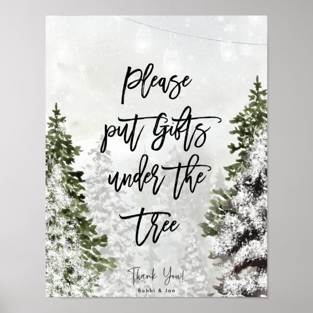 Geschenke unter das Weihnachtsgeschenk stellen Poster (Vorne)