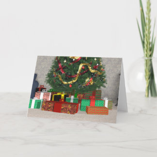 Geschenke unter dem Weihnachtsbaum: Grußkarte Feiertagskarte