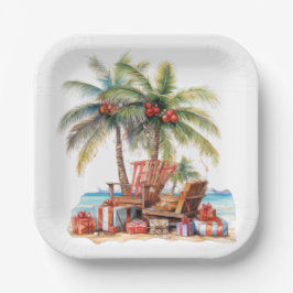 Geschenke unter der Palme Pappteller