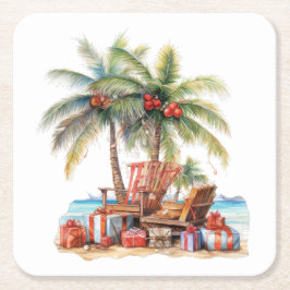 Geschenke unter der Palme Rechteckiger Pappuntersetzer