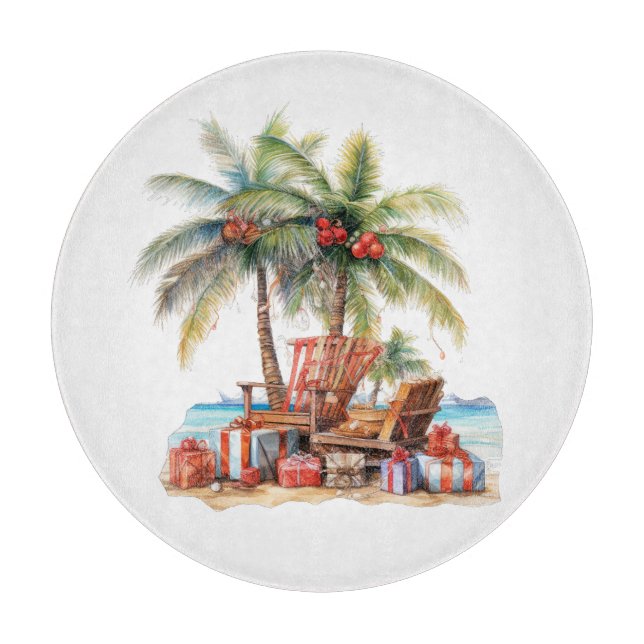 Geschenke unter der Palme Schneidebrett (Vorderseite)