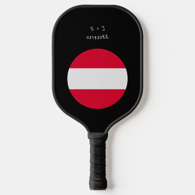 Geschenke unter der personalisierten Flagge Österr Pickleball Schläger (Vorderseite)