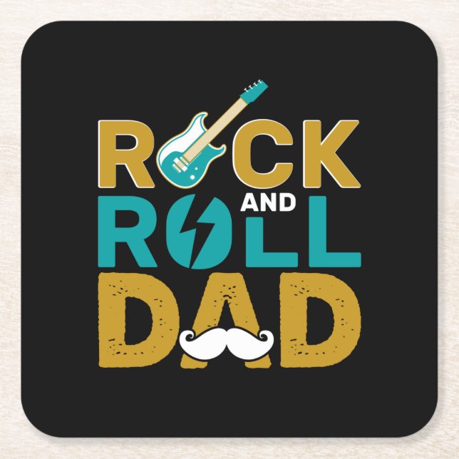 Geschenke Vater | Vater Rock and Roll Rechteckiger Pappuntersetzer (Vorderseite)