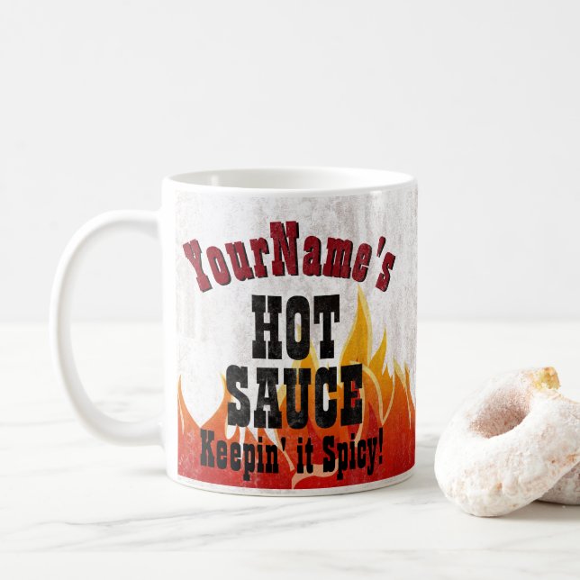 Geschenke Vintage Flammen Personalisierte heiße Sa Kaffeetasse (Mit Donut)