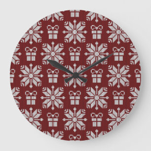 Geschenke: Vintages Wintermuster. Große Wanduhr