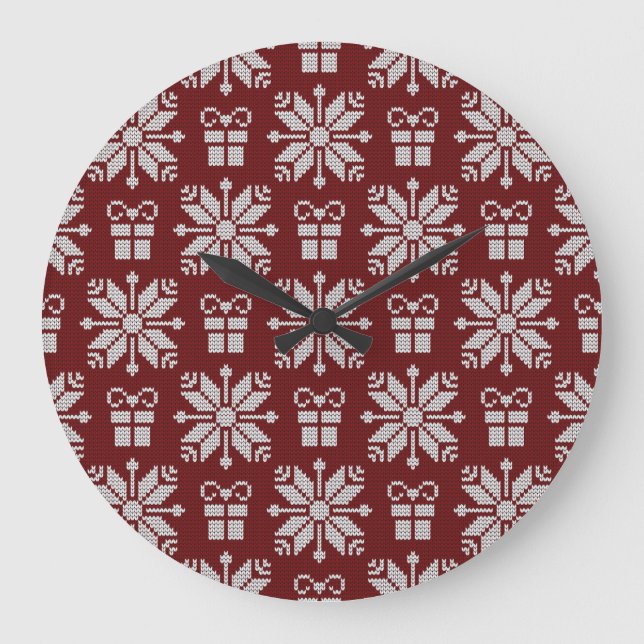 Geschenke: Vintages Wintermuster. Große Wanduhr (Vorderseite)