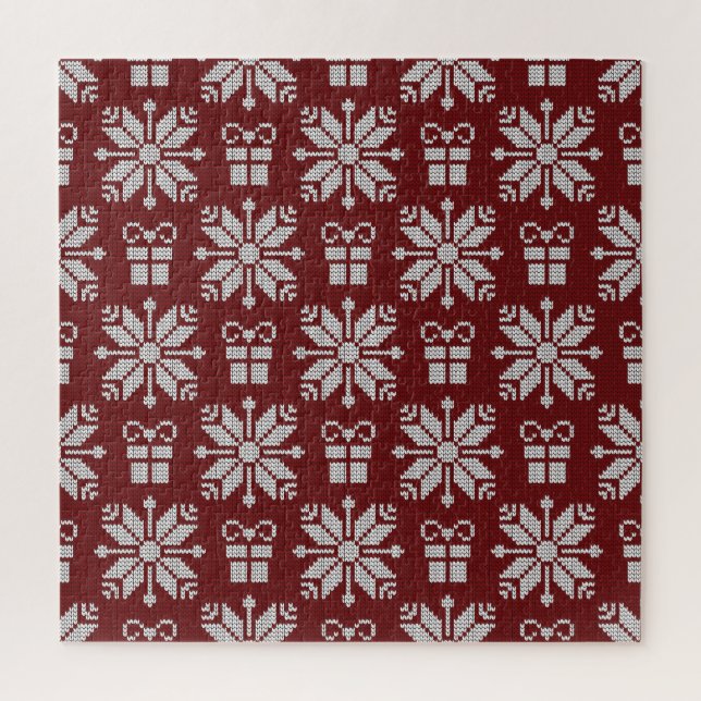 Geschenke: Vintages Wintermuster. Puzzle (Vertikal)