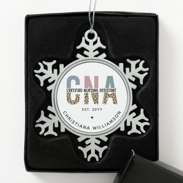 Geschenke von benutzerdefinierten CNA-zertifiziert Schneeflocken Zinn-Ornament (Box)