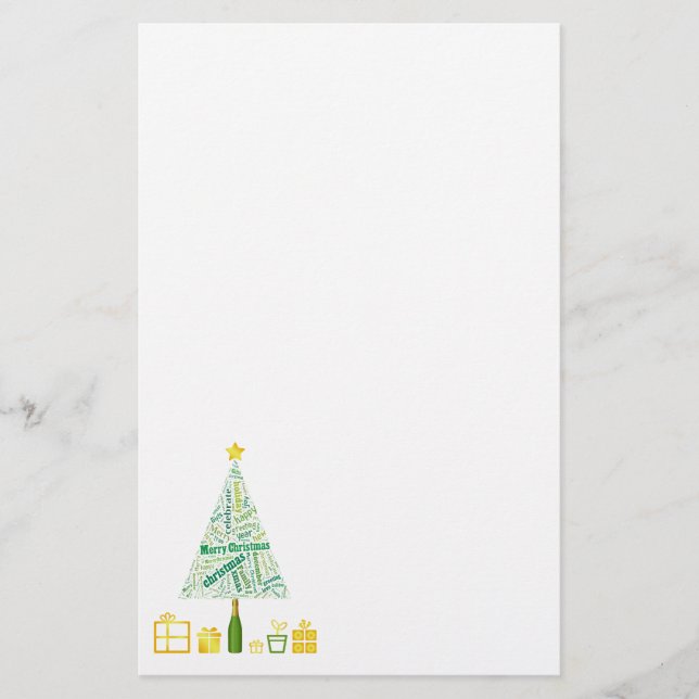 Geschenke Weihnachtsbaum grün Briefpapier (Vorderseite)