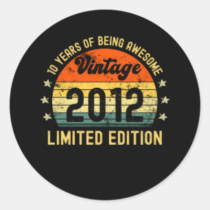 Geschenke zum 10. Geburtstag Vintage 2012 limitier Runder Aufkleber