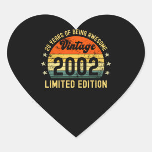 Geschenke zum 20. Geburtstag Vintage 2002 limitier Herz-Aufkleber