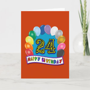Geschenke zum 24. Geburtstag mit zusammengestellte Karte