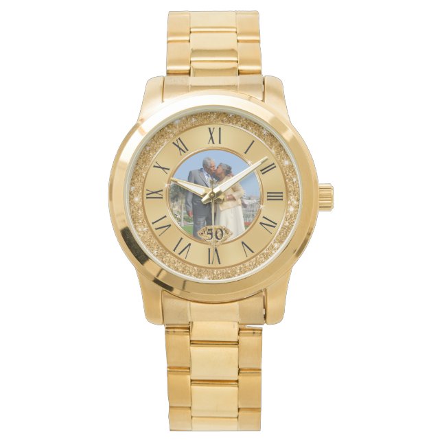 Geschenke zum 50. Jubiläum für die Ehefrau mit Ihr Armbanduhr (Vorderseite)