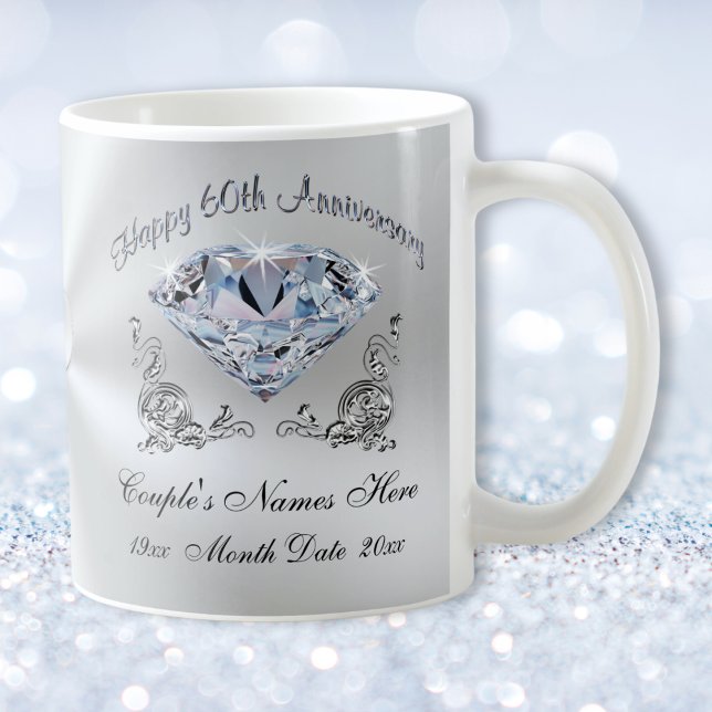 Geschenke zum 60. Hochzeitstag für Großeltern Tasse (Cheap, 60 year wedding anniversary gift ideas. Diamond is the, 60th anniversary gift, Symbol. )