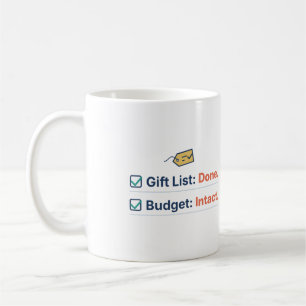 Geschenkeliste erledigt Budget intakt Weihnachtspl Kaffeetasse