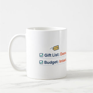 Geschenkeliste erledigt Budget intakt Weihnachtspl Kaffeetasse