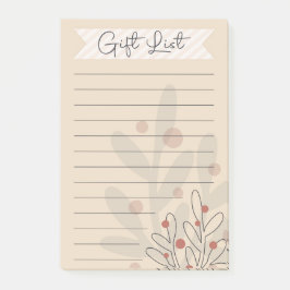 Geschenkeliste, saisonale Weihnachtsmistel Post-it Klebezettel