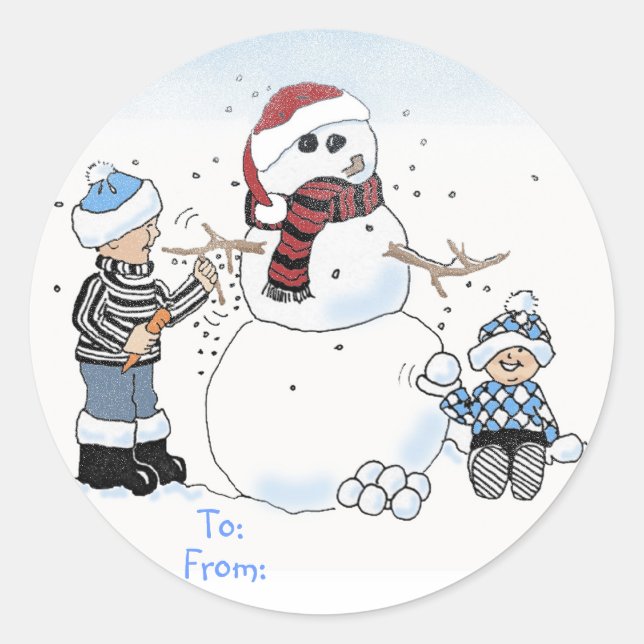 Geschenketikett für Weihnachtskinder: Von: Runder Aufkleber (Vorderseite)