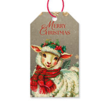 GESCHENKETIKETT VINTAGE FROHE WEIHNACHTEN LAMM