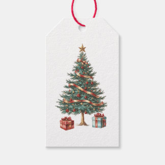 GESCHENKETIKETT VINTAGE WEIHNACHTSBAUM GESCHENKANHÄNGER