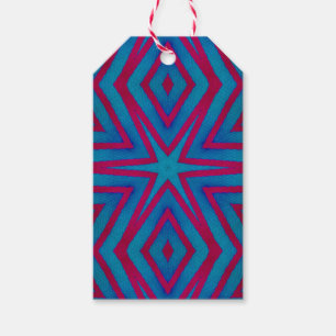Geschenketiketten mit Sternen rot und blau geometr Geschenkanhänger