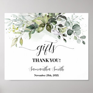 Geschenkgrün Eucalyptus Baby Duschzeichen Poster