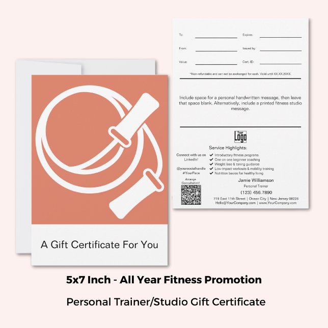 Geschenkgutschein "5 x7" Orangefarbene weiße gesun (5"x7" Orange White Healthy Habits Gift Certificate)