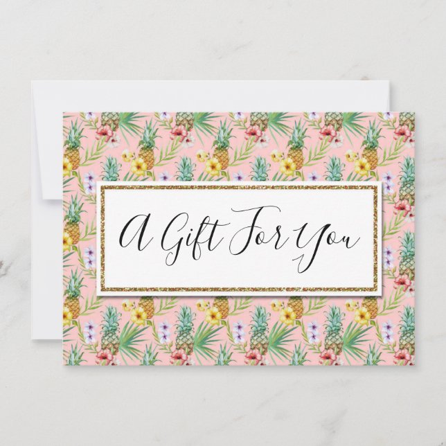 Geschenkgutschein Ananas- und Hibiskus-Blume (Vorderseite)