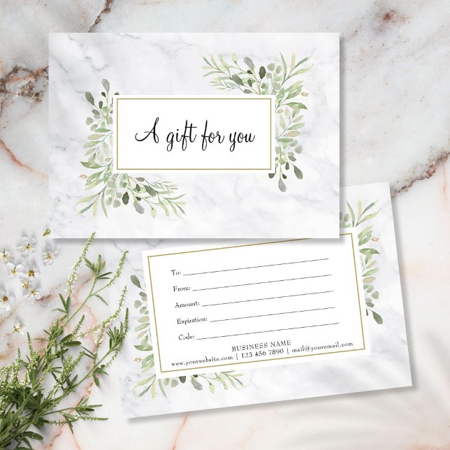 Geschenkgutschein aus Marble Greenery (Elegant Marble Greenery Floral Gift Certificate)