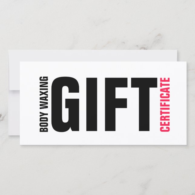 Geschenkgutschein "Body Waxing" Fett rosa Buchstab Dankeskarte (Vorderseite)