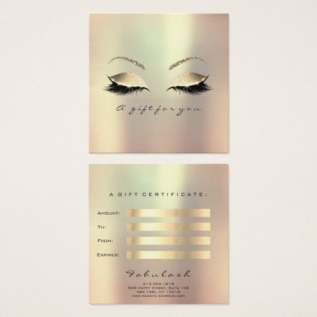 Geschenkgutschein Champaions Gold Lashes Makeup Gl (Vorne & Hinten)