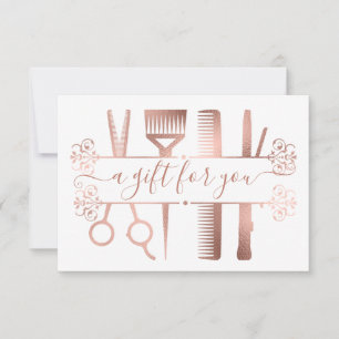 Geschenkgutschein Digitale Rose Gold Scheren Foil Einladung