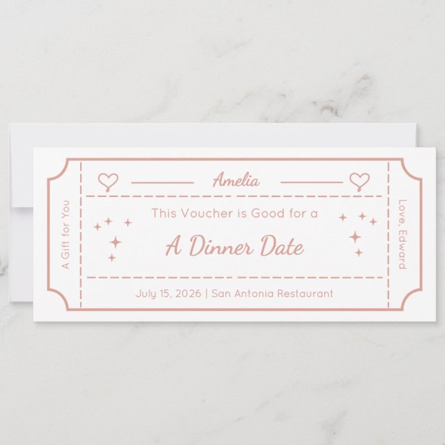 Geschenkgutschein, Dinner Date personalisierte Ges Einladung (Vorderseite)
