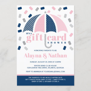 Geschenkgutschein-Einladung zur Babyparty in Blau  Einladung